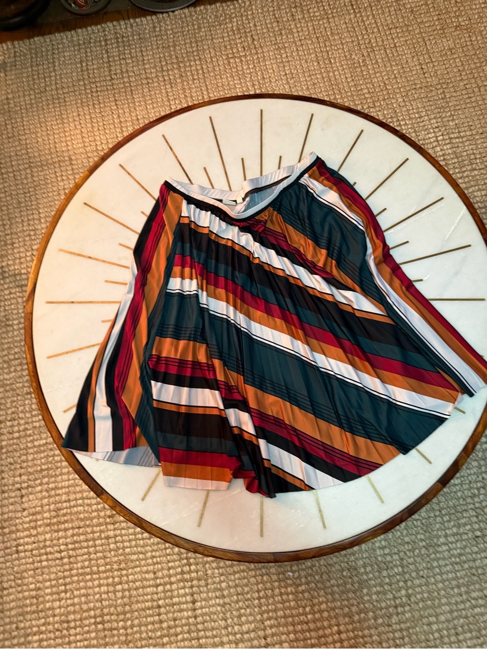 Striped Circle Skirt in Teal, Rust & Burgundy